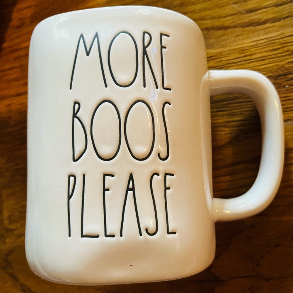 Rae Dunn “More Boos Please” Coffee Mug w/green inside, NWOT
